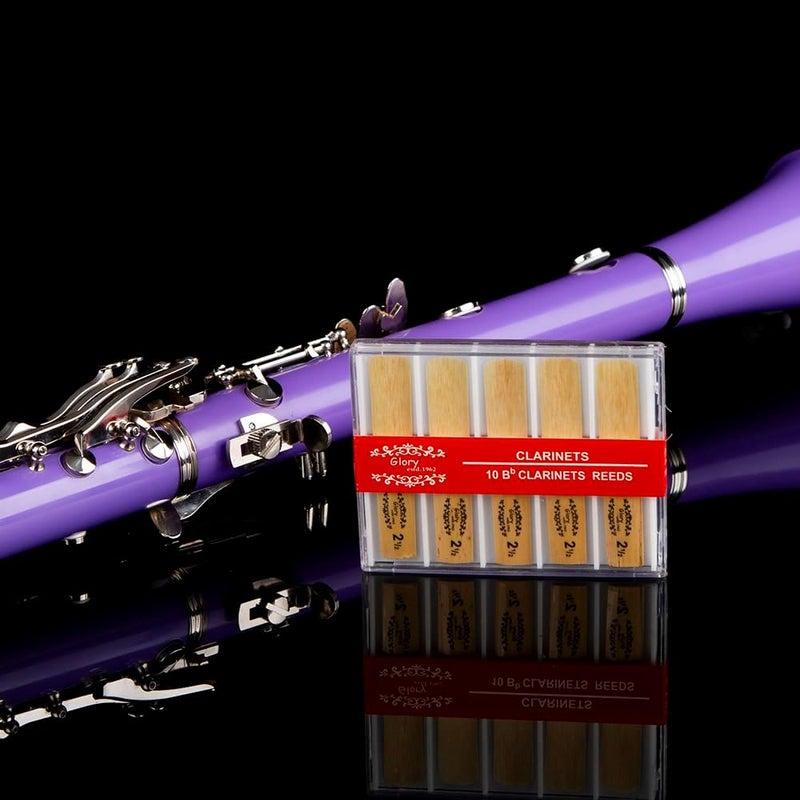 Glory GLY-CLAPUR Professional Ebonite Bb Clarinet with 10 Reeds, Stand, Hard Case, Cleaning Cloth, Mouthpiece Brush and Pad Brush,Purple/Silver - Image 5